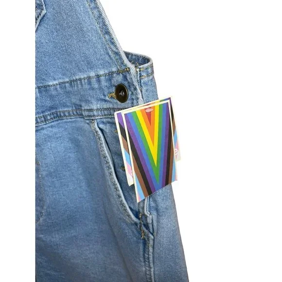 Take Pride Target Embroidered Rainbow Queen Shortalls / Overalls Unisex Sz XXL - Picture 5 of 9